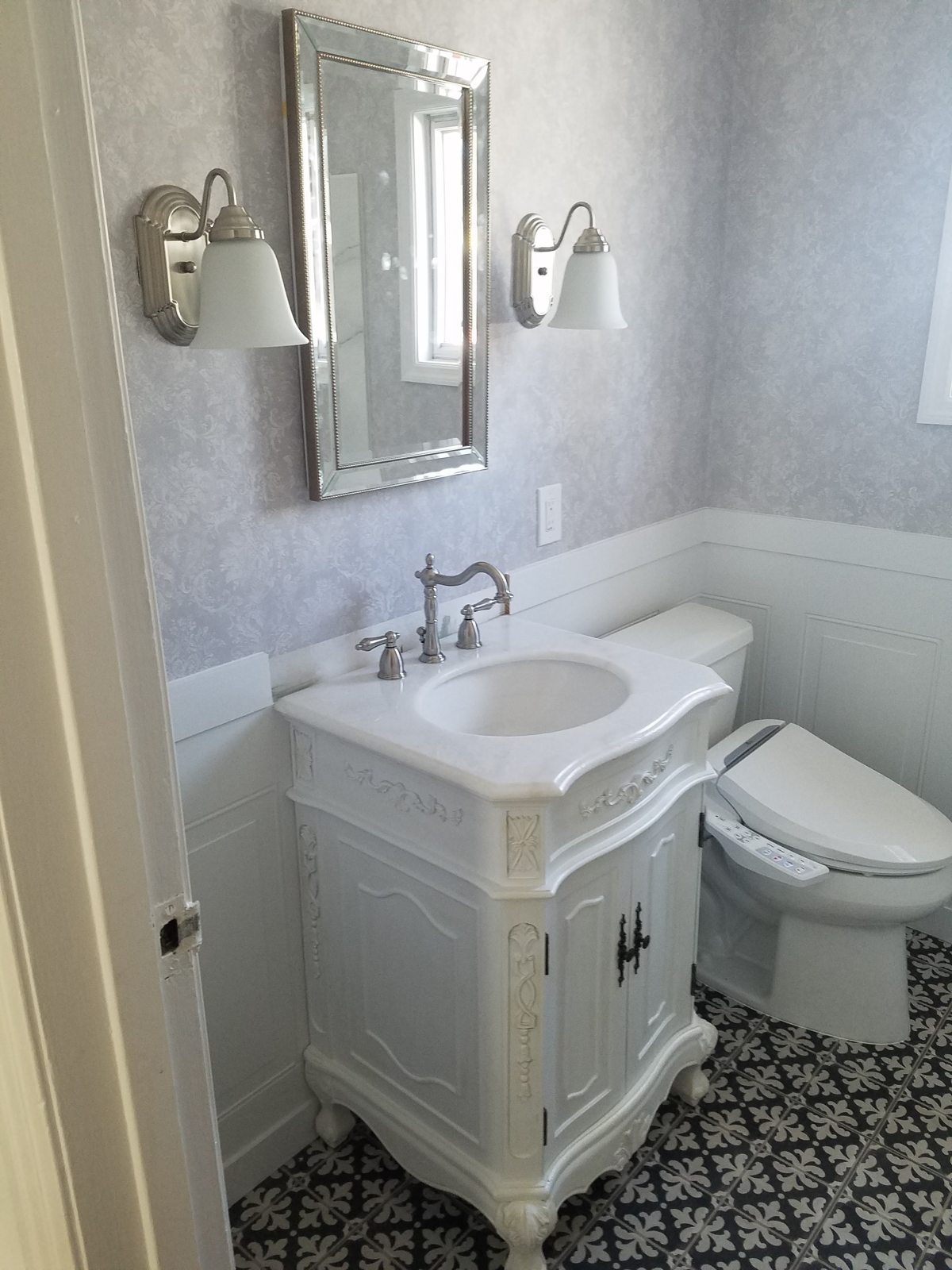 Bathroom vanity and wall finish